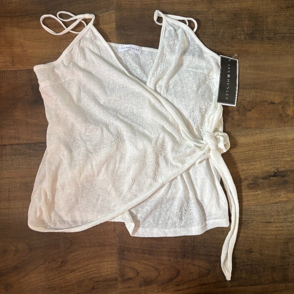 NWT Jax & Henley Lily Cross Front Wrap Tank | White | Size M